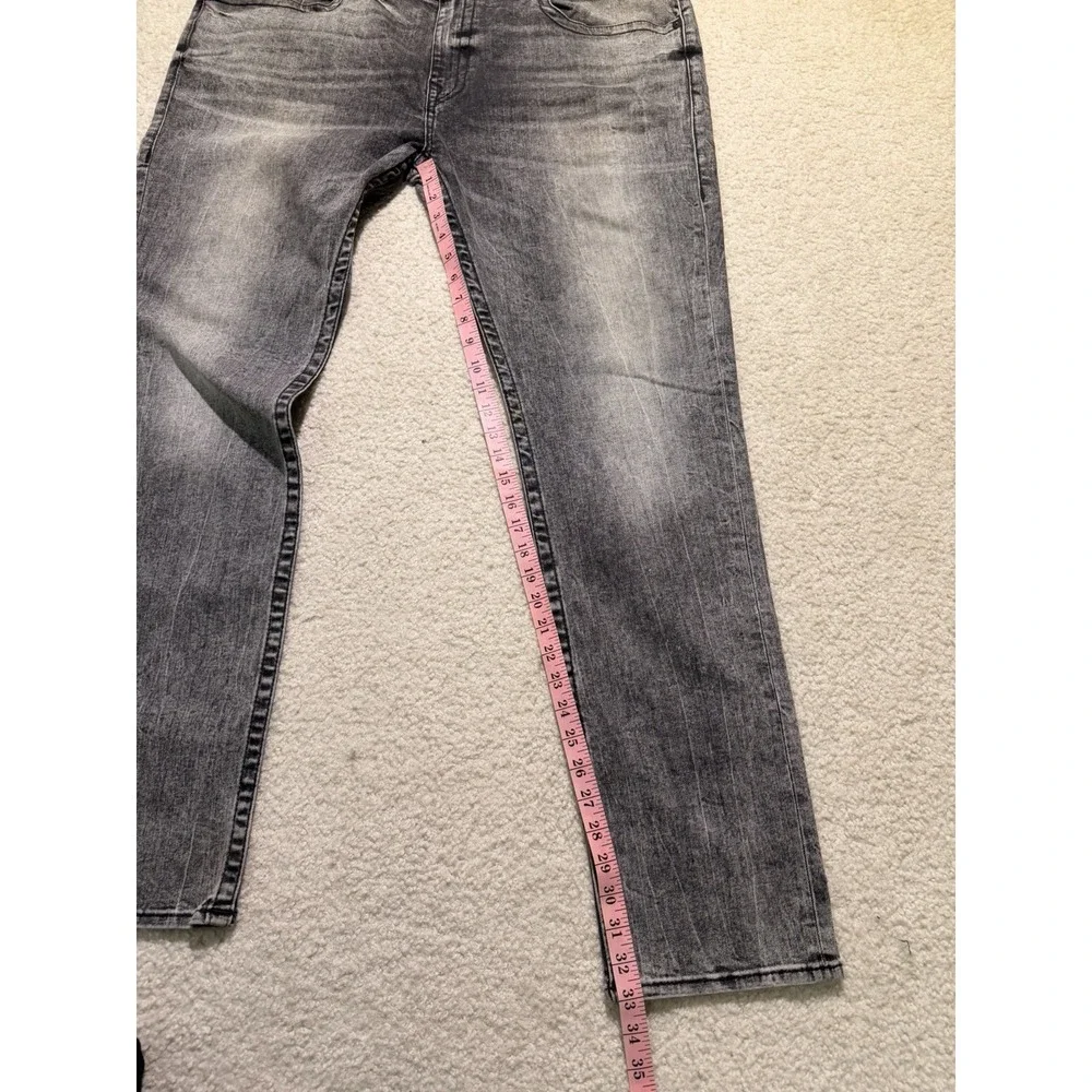 True Religion Rocco Relaxed Skinny Jeans Men's 42 Gray Black Wash Flap Pocket